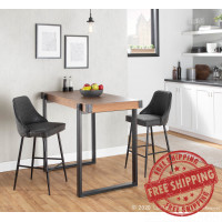 Lumisource B25-MARCEL BKBK2 Marcel Contemporary Counter Stool in Black Metal and Black Faux Leather - Set of 2